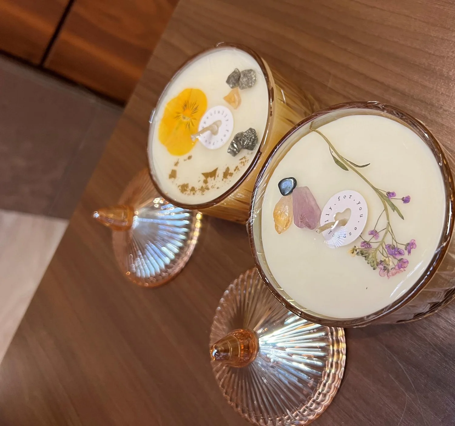 Velas Vintage con tapa de vidrio labrado